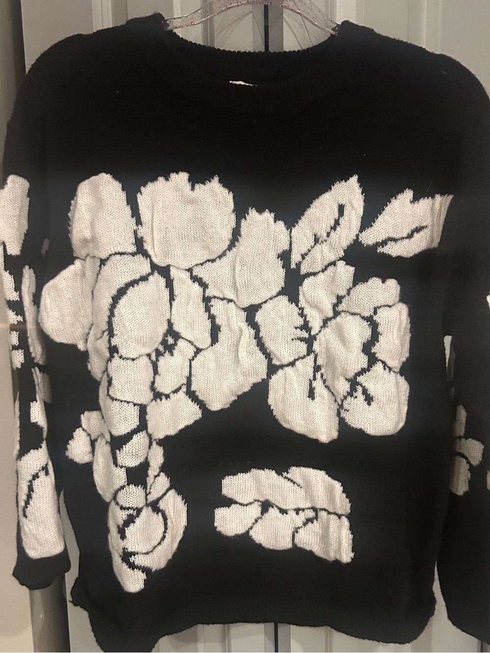 Black & White Floral Crewneck Sweater